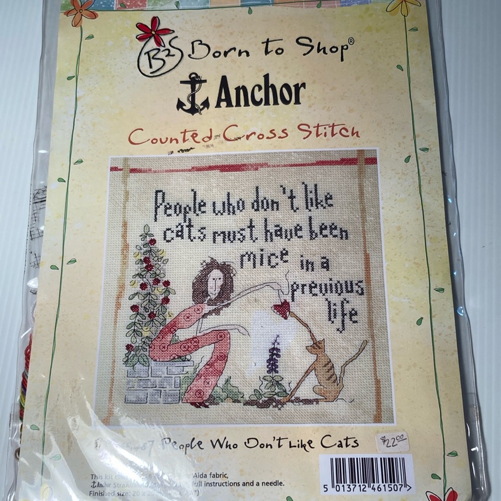 Anchor counted cross stitch. 14 count Aida 7.75” x 7.75” G1